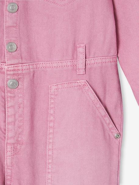 Long Jumpsuit in Garment-Dyed Fabric for Girls old rose - vertbaudet enfant 