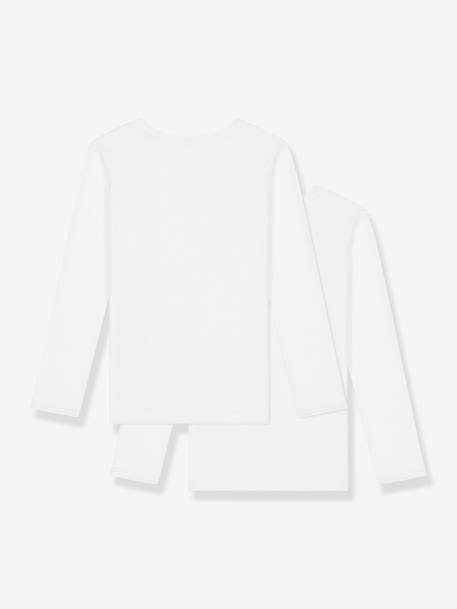 Lot 2 t-shirts manches longues blanc - vertbaudet enfant 