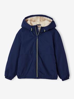 -Coupe-vent garçon doublé sherpa à capuche