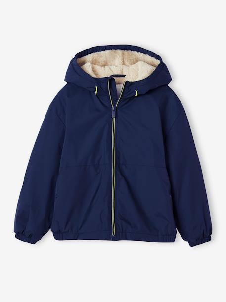 Coupe-vent garçon doublé sherpa à capuche caramel+kaki+marine+olive - vertbaudet enfant 