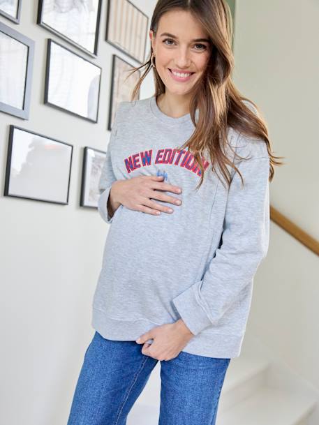 Sweat 'New Edition Baby' grossesse et allaitement gris chiné - vertbaudet enfant 