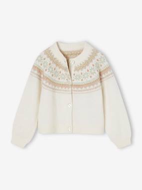 Fille-Gilet jacquard fille maille fantaisie fil brillant