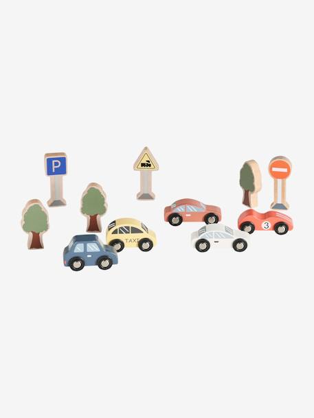 Coffret de véhicules et accessoires en bois FSC® multicolore - vertbaudet enfant 