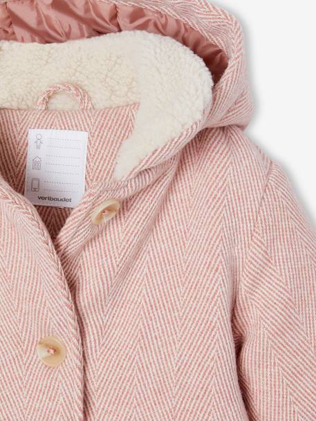 Manteau à capuche fille rose poudré - vertbaudet enfant 