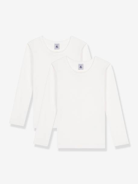 Lot 2 t-shirts manches longues blanc - vertbaudet enfant 