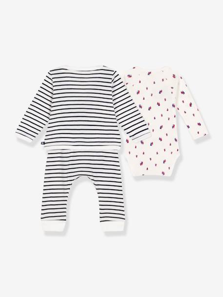 Ensemble 3 pièces bébé rayé bleu - vertbaudet enfant 