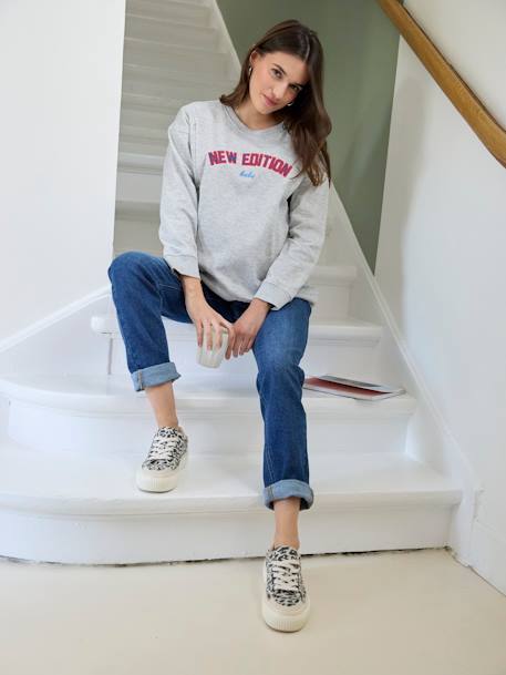 Sweat 'New Edition Baby' grossesse et allaitement gris chiné - vertbaudet enfant 