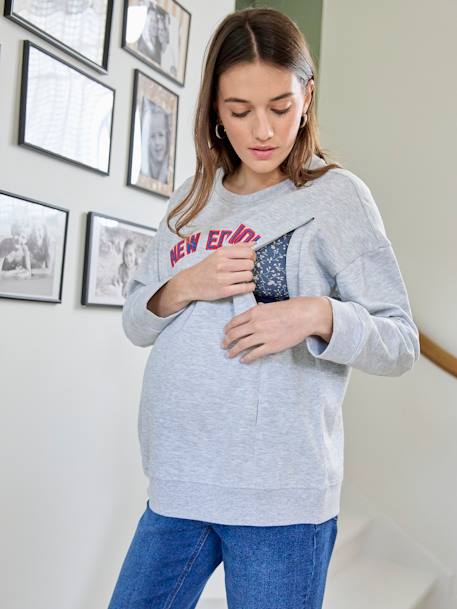 Sweat 'New Edition Baby' grossesse et allaitement gris chiné - vertbaudet enfant 