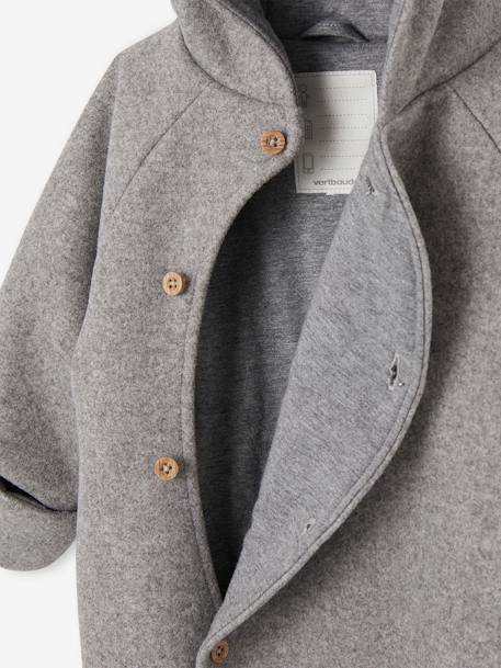 Hooded Pramsuit in Woollen-Like Fabric, Asymmetric Fastening, for Babies marl grey - vertbaudet enfant 