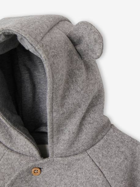 Hooded Pramsuit in Woollen-Like Fabric, Asymmetric Fastening, for Babies marl grey - vertbaudet enfant 