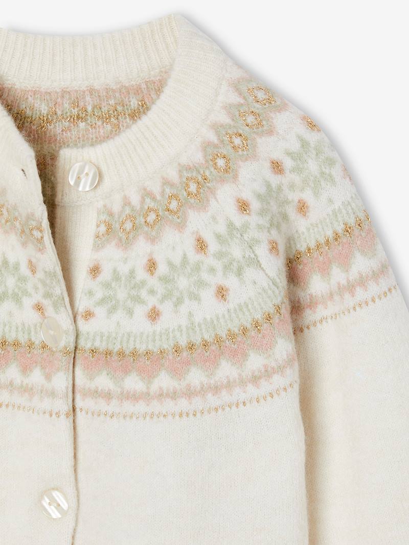 Pull Jacquard Brillant VERTBAUDET Fille - Col Montant Volanté, Motif Unique, Chaud Et Doux