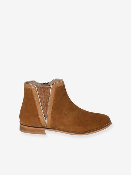 Boots enfant fille cuir zippées camel+marine+noir+or - vertbaudet enfant 