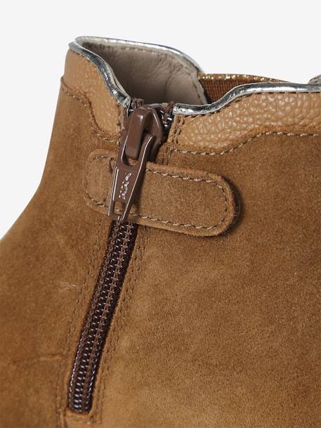 Boots enfant fille cuir zippées camel+marine+noir+or - vertbaudet enfant 