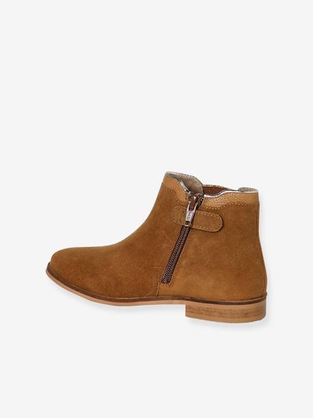 Boots enfant fille cuir zippées camel+marine+noir+or - vertbaudet enfant 
