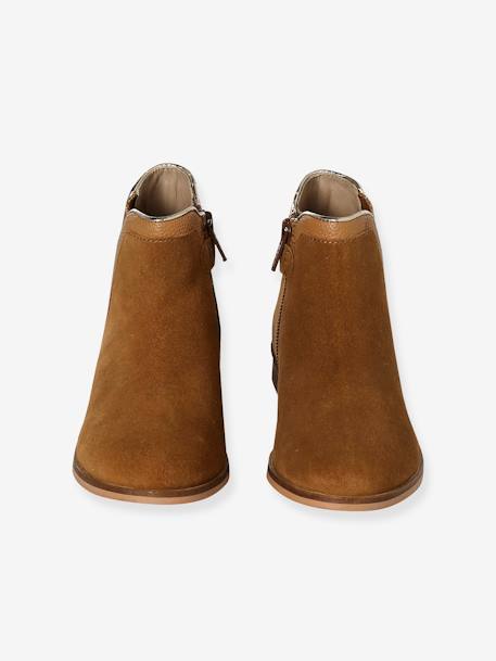 Boots enfant fille cuir zippées camel+marine+noir+or - vertbaudet enfant 