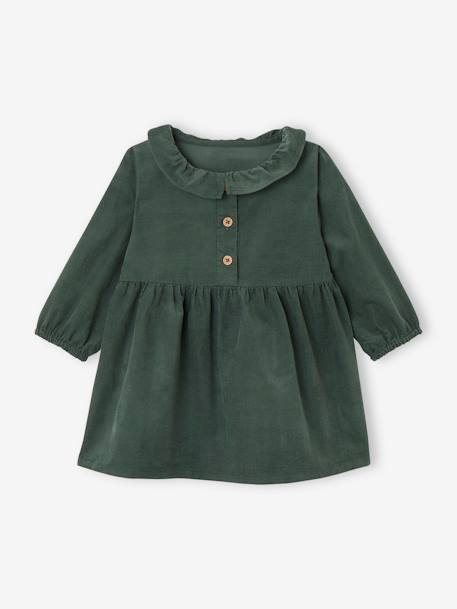 Robe à collerette en velours milleraies bébé vert sapin - vertbaudet enfant 