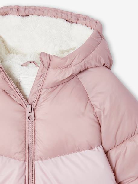 Hooded Colourblock Jacket for Girls mauve - vertbaudet enfant 