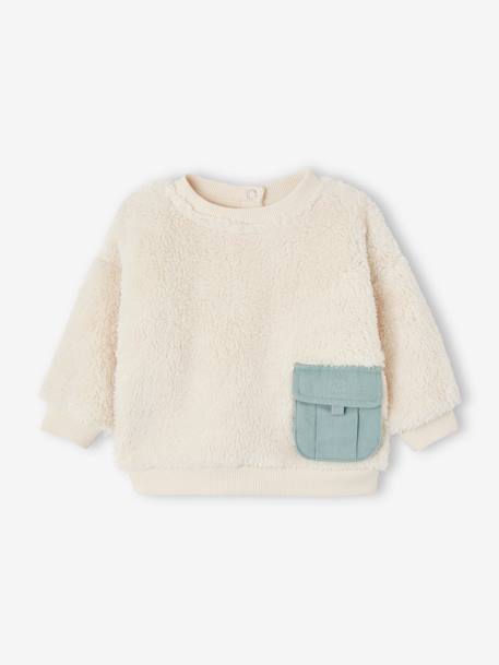 Ensemble bébé sweat peluche + pantalon velours vert d'eau - vertbaudet enfant 