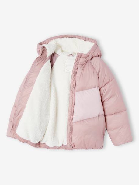 Hooded Colourblock Jacket for Girls mauve - vertbaudet enfant 