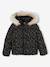 Padded Jacket with Hood & Polar Fleece Lining for Girls anthracite+gold+rosy - vertbaudet enfant 