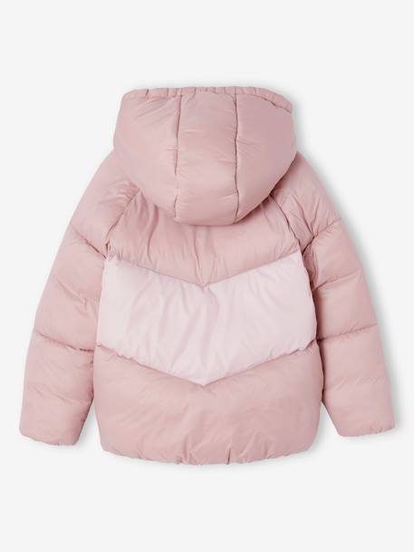 Hooded Colourblock Jacket for Girls mauve - vertbaudet enfant 