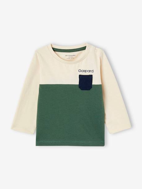 T-shirt colorblock bébé bio personnalisable vert sapin - vertbaudet enfant 