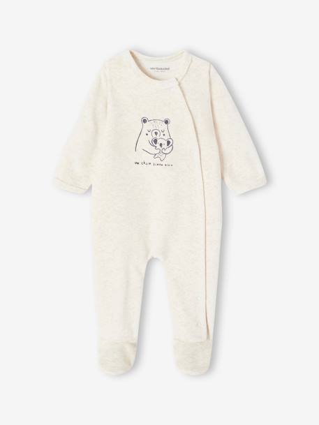 Pyjama Bébé Velours Dors-Bien Vertbaudet - Ouverture Pressions - Taille Naissance à 9 Mois+