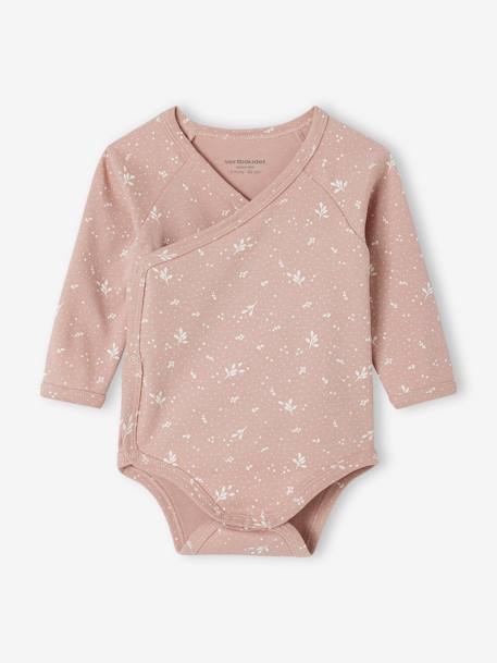 Pack of 5 'Heart' Long Sleeve, Organic Cotton Bodysuits with Front Opening for Babies pale pink - vertbaudet enfant 