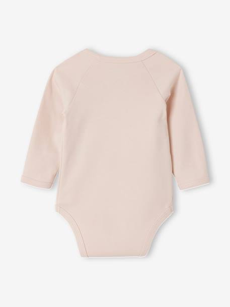 Lot 5 bodies 'coeur' manches longues ouverture naissance bébé en coton bio rose pâle - vertbaudet enfant 