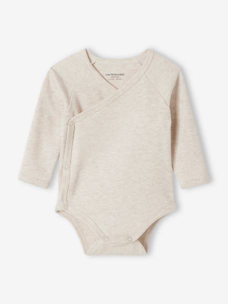 Lot 5 bodies 'coeur' manches longues ouverture naissance bébé en coton bio rose pâle - vertbaudet enfant 