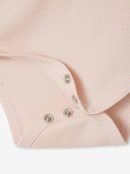 Pack of 5 'Heart' Long Sleeve, Organic Cotton Bodysuits with Front Opening for Babies pale pink - vertbaudet enfant 