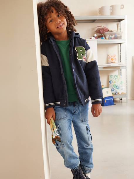 Blouson teddy à capuche amovible garçon marine - vertbaudet enfant 