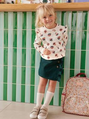 -Jupe-short fille en velours effet portefeuille