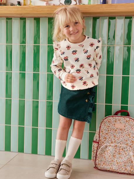 Jupe-short fille en velours effet portefeuille bleu canard+rouge+vert anglais+vieux rose - vertbaudet enfant 