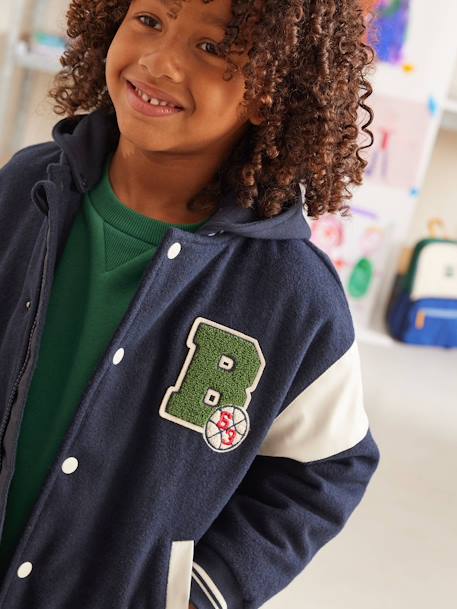 Blouson teddy à capuche amovible garçon marine - vertbaudet enfant 