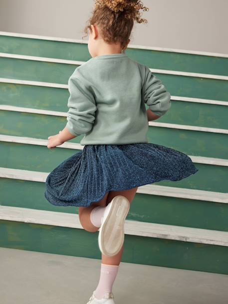 Pleated Glittery Skirt for Girls navy blue - vertbaudet enfant 