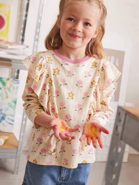 Ruffled Long Sleeve Top for Girls vanilla - vertbaudet enfant 
