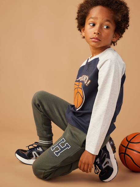 Top with Ball Motif in Relief & Contrasting Raglan Sleeves for Boys night blue - vertbaudet enfant 