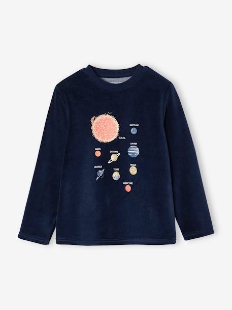 Pack of 2 'Space' Pyjamas in Velour for Boys navy blue - vertbaudet enfant 