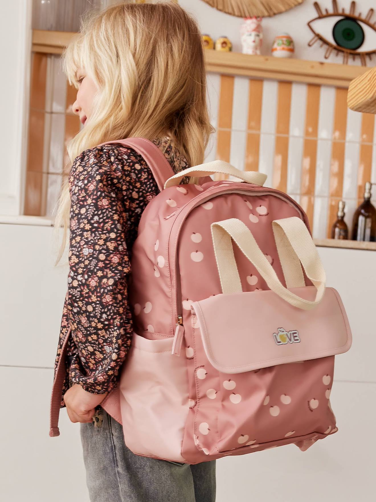 Sac Bandoulière Fille Avec 2 Porte-clés - Motif Cœur Argenté - Bandoulière Réglable 112 Cm - PU Résistant