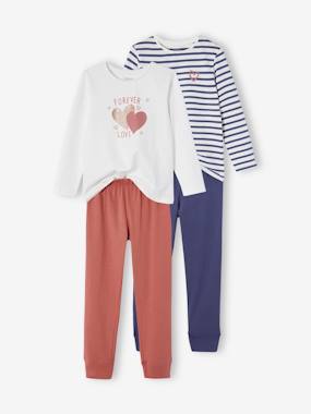Lot 2 de pyjamas fille coeurs   - vertbaudet enfant