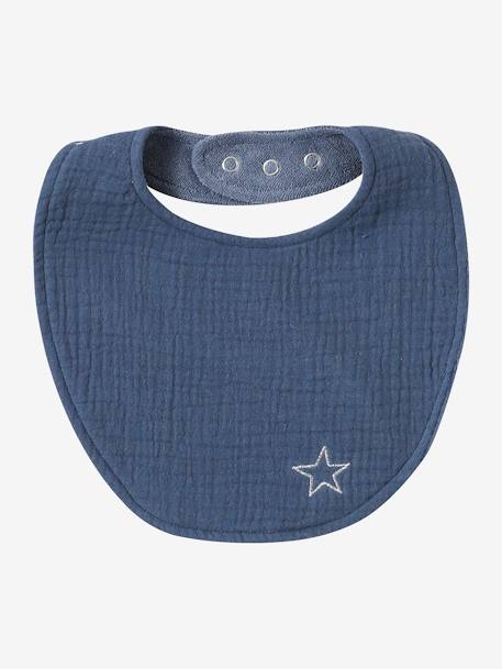 Lot 3 bavoirs naissance en gaze de coton lot bleu+lot rose - vertbaudet enfant 
