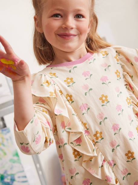 Ruffled Long Sleeve Top for Girls vanilla - vertbaudet enfant 