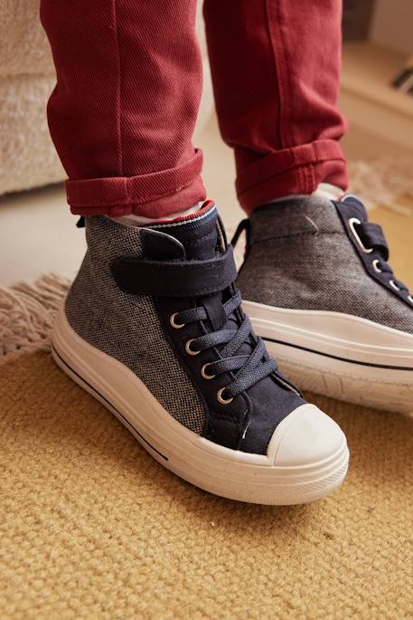 Baskets montantes lacets, élastiquées lot bleu - vertbaudet enfant 