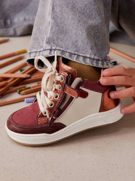 baskets lacées et zippées bordeaux - vertbaudet enfant 