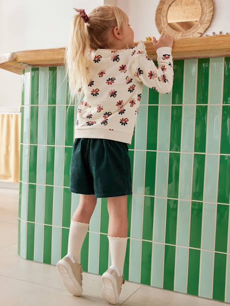 Jupe-short fille en velours effet portefeuille bleu canard+rouge+vert anglais+vieux rose - vertbaudet enfant 