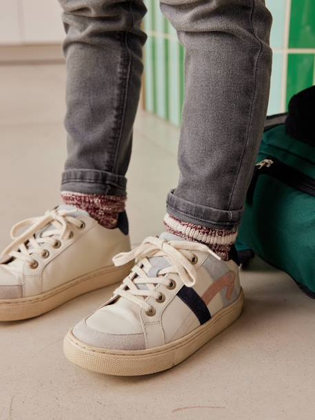 Baskets en cuir enfant écru - vertbaudet enfant 