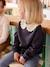 Sweat fille col fantaisie en macramé anthracite - vertbaudet enfant 