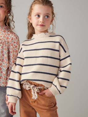 -Pull fille col fantaisie forme loose 