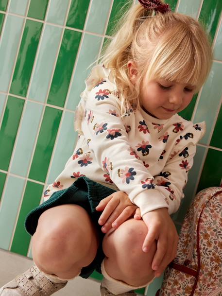 Jupe-short fille en velours effet portefeuille bleu canard+rouge+vert anglais+vieux rose - vertbaudet enfant 